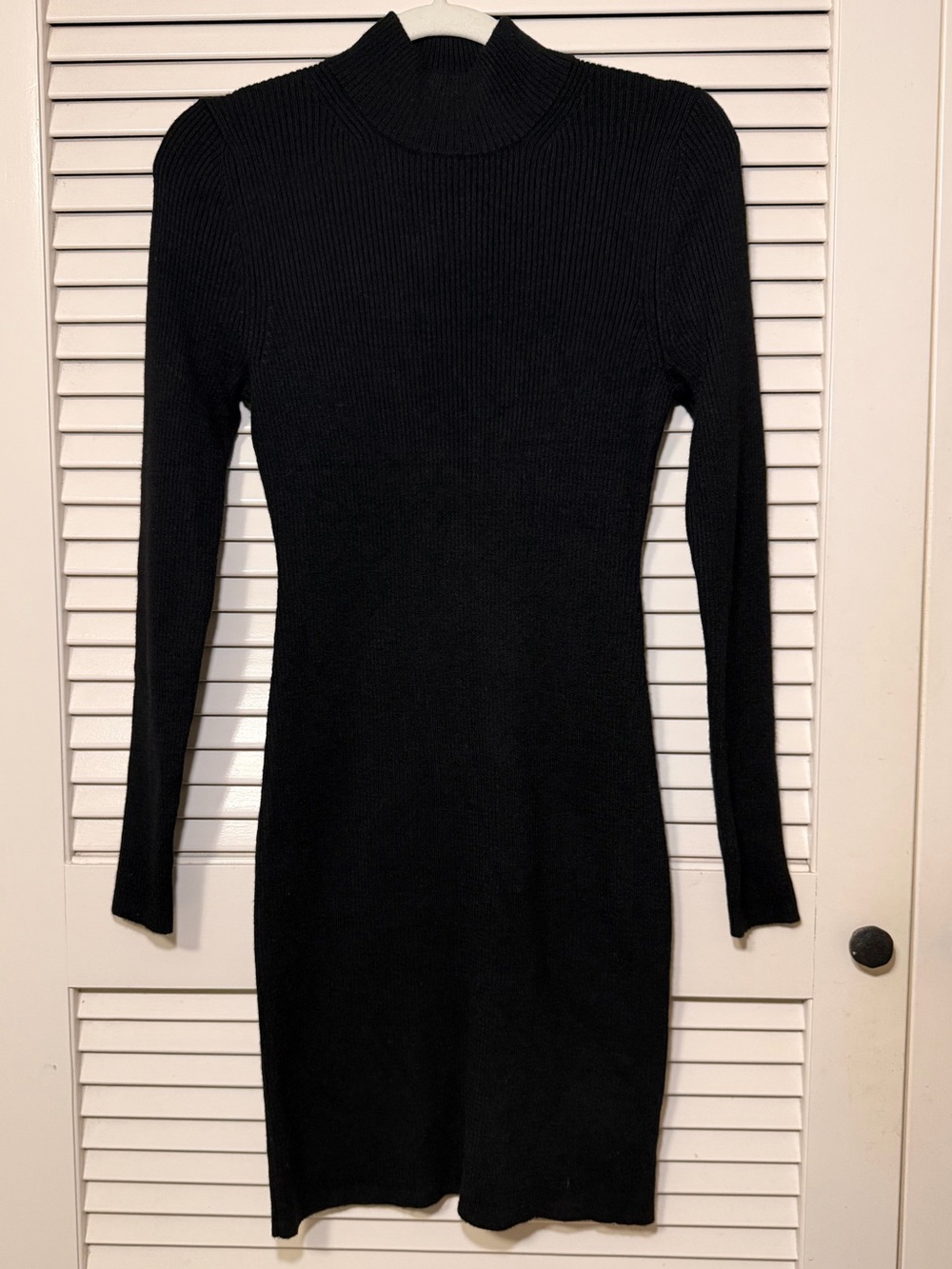 GAP Black Ribbed Mock Neck Long Sleeve Dress